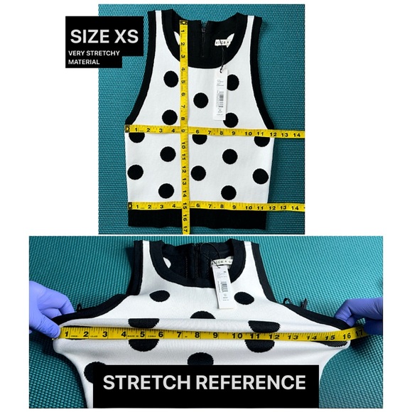 Alice + Olivia Rydel Cropped Polka Dot Black White Tank Top - Picture 12 of 17